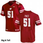 Men's Wisconsin Badgers NCAA #51 Gio Paez Red Authentic Under Armour Big & Tall Stitched College Football Jersey NU31T38CU